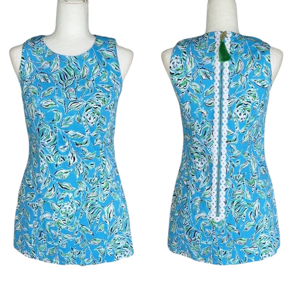 LN Lilly Pulitzer Mila Turquoise Oasis Outta Zebra Print Mini Shift Dress  - 2